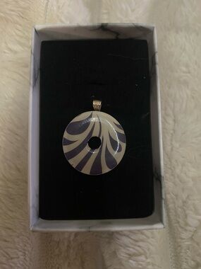 Round Purple and Cream Swirl Pendant - Women Jewelry